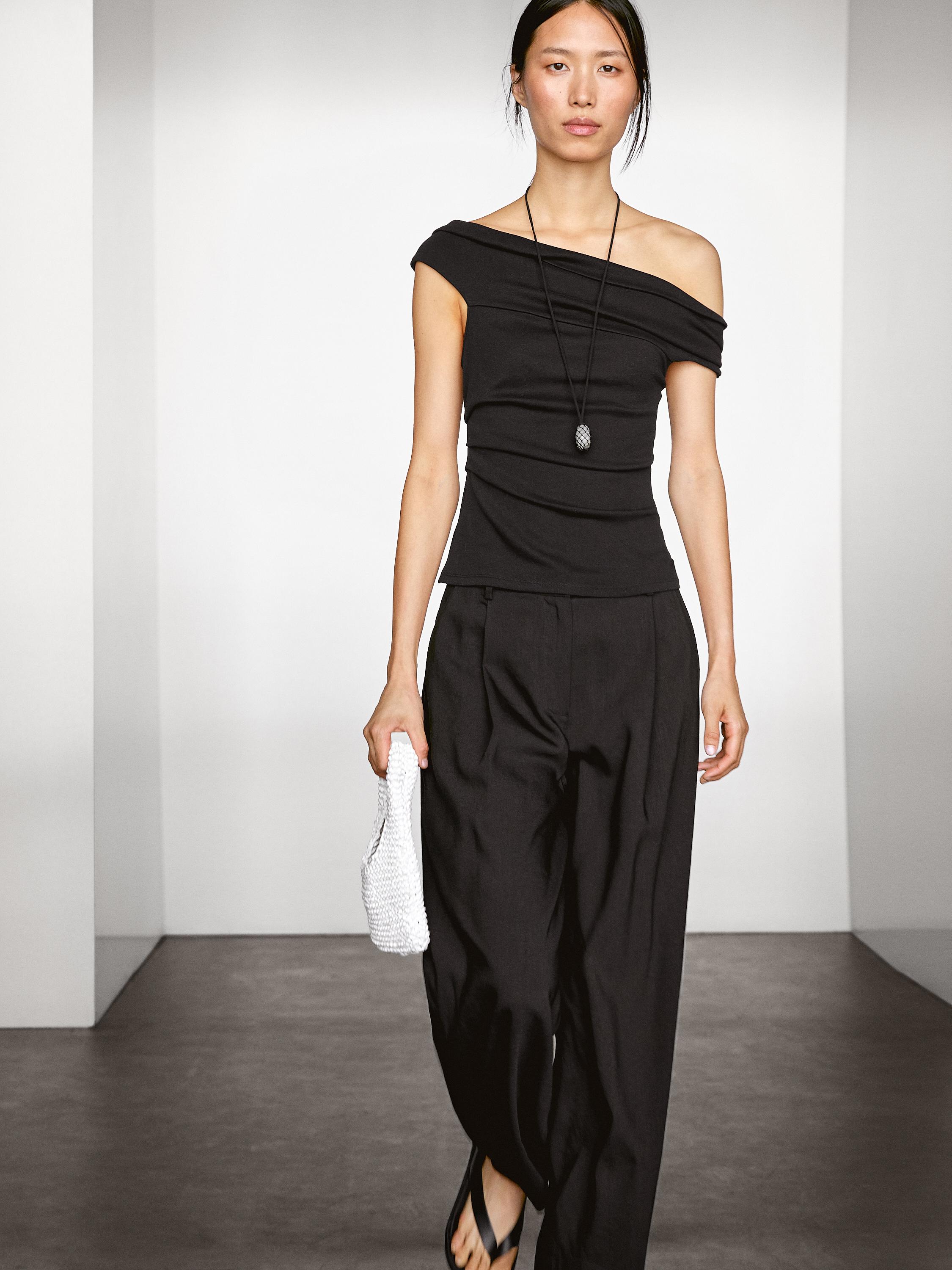 Pantalon fluide lin à pinces